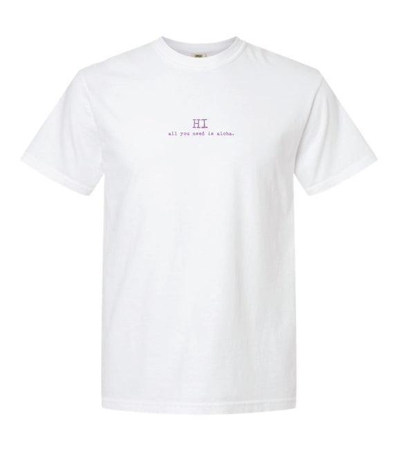 HI all you need is aloha. shorTee plumeria pearl.